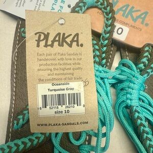 Plaka Turquoise and Gray Sandals